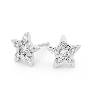 9 kt hvidgulds stjerne ørestikker med diamanter