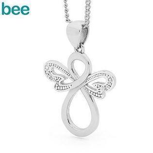 Bee Jewelry Angel 9 karat blank hvidgulds med diamanter, model 65599