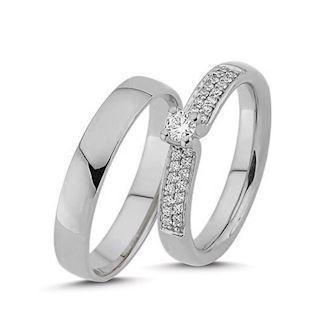 Sparkling Love Kærligheds ringe med 29 diamanter i 14 karat hvidguld fra Nuran