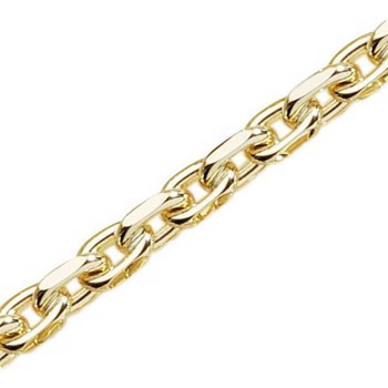 14 kt Anker Facet Guld armbånd, 3,4 mm (tråd 1,3 mm) - længde 17 cm med karabinlås