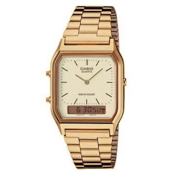 AQ-230GA-9DMQYES Casio forgyldt retro analog med digitalt herreur