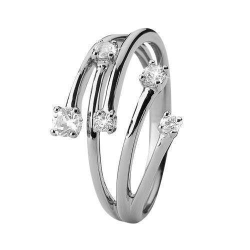 UrogSmykker.dk har Model 3.16.A-61, fem grenet ring med 5 hvide topaz