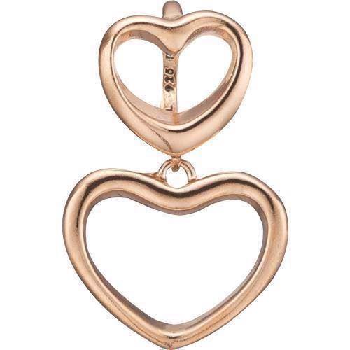610-R62, rosa forgyldt sølv Collect armbånds charm Open Dobbelt hjerte hænger fra