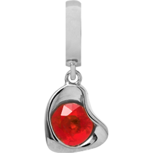 Christina Collect sølv Charm med rødt granat hjerte*