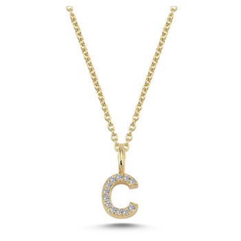 Diamant bogstavs vedhæng 6,5 mm, C i 14 karat guld med 0,060 ct Wesselton SI