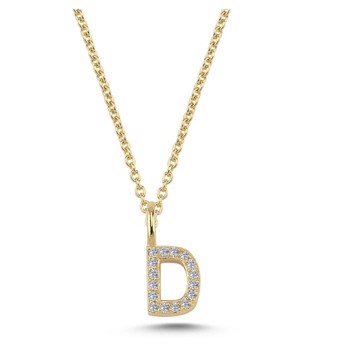 Diamant bogstavs vedhæng 6,5 mm, D i 14 karat guld med 0,080 ct Wesselton SI