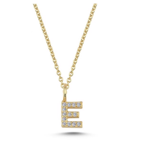 Diamant bogstavs vedhæng 6,5 mm, E i 14 karat guld med 0,065 ct Wesselton SI