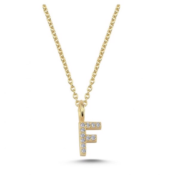 Diamant bogstavs vedhæng 6,5 mm, F i 14 karat guld med 0,055 ct Wesselton SI