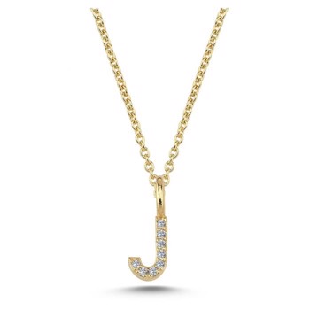 Diamant bogstavs vedhæng 6,5 mm, J i 14 karat guld med 0,040 ct Wesselton SI