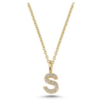 Diamant bogstavs vedhæng 6,5 mm, S i 14 karat guld med 0,065 ct Wesselton SI