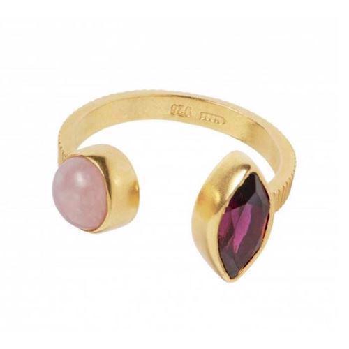 Image of Carré, Gem Candy forgyldt fingerring med rosa sten