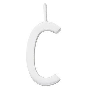 C - 16 mm mat sølv bogstaver Design Letters by Arne Jacobsen uden eller med 45-60 cm kæde