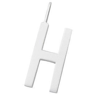 H - 16 mm mat sølv bogstaver Design Letters by Arne Jacobsen uden eller med 45-60 cm kæde