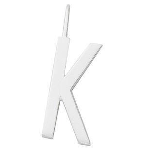 K - 16 mm mat sølv bogstaver Design Letters by Arne Jacobsen uden eller med 45-60 cm kæde