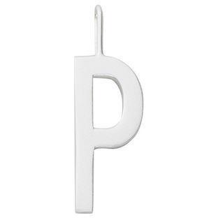 P - 16 mm mat sølv bogstaver Design Letters by Arne Jacobsen uden eller med 45-60 cm kæde