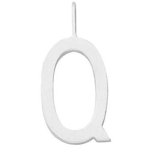 Q - 16 mm mat sølv bogstaver Design Letters by Arne Jacobsen uden eller med 45-60 cm kæde