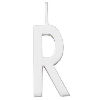 R - 16 mm mat sølv bogstaver Design Letters by Arne Jacobsen uden eller med 45-60 cm kæde