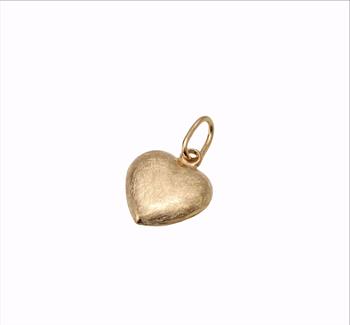 Guldvedhæng - 14 kt. hjerte mat - 6,5 x 6,5 mm