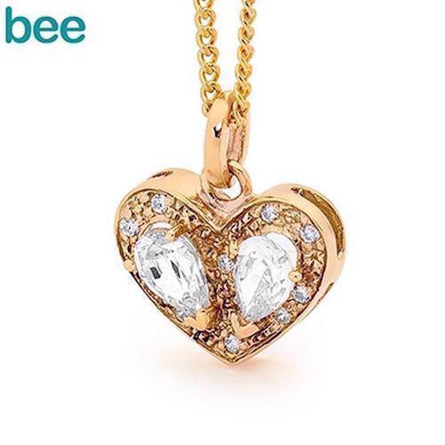 Image of 9 karat Sparkling Heart vedhæng blank fra Bee Jewelry