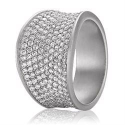 Image of A4037SW, Izabel Camille Glamour mat sort oxideret sølv fingerring med zirkonia