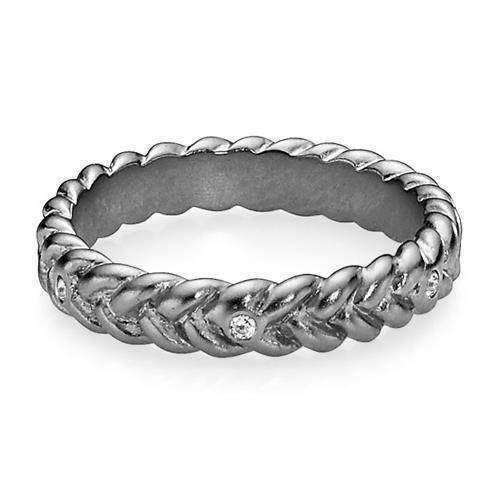 Image of Love Braid-small, sort rhodineret sølv ring fra Izabel Camille