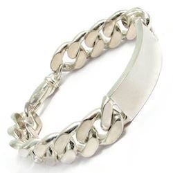 Image of Panser Facet 925 sterling sølv armbånd m/ plade, 18½ cm og tråd 4,05 mm / bredde 15,0 mm