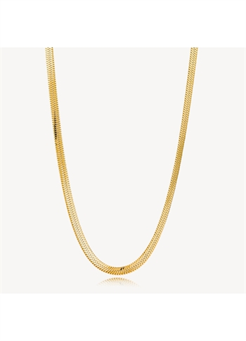 Flad slange halskæde I forgyldt rustfrit stål - Sistie 2nd