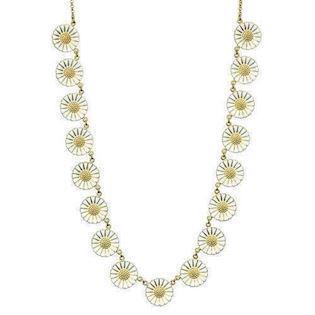 17x18 mm Lund Marguerit 925 sterling sølv Collier forgyldt med hvid emalje, model 902018-17-M