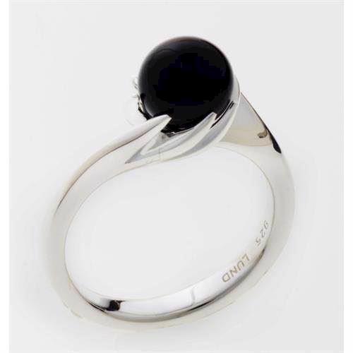 Image of 925 sterling sølv klo fingerring blank fra Lund - 7,0-7,5 mm sort onyx