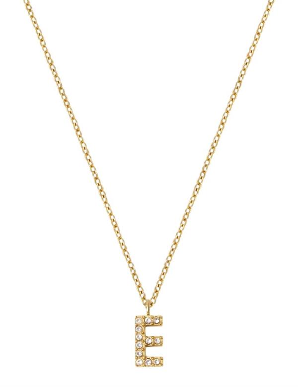 MB0075, Mockberg Stone Letter E Gold Necklace Halskæde
