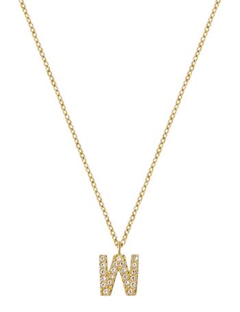 MB0093, Mockberg Stone Letter W Gold Necklace Halskæde