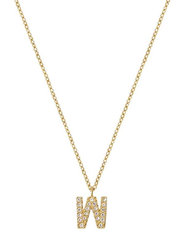 MB0093, Mockberg Stone Letter W Gold Necklace Halskæde