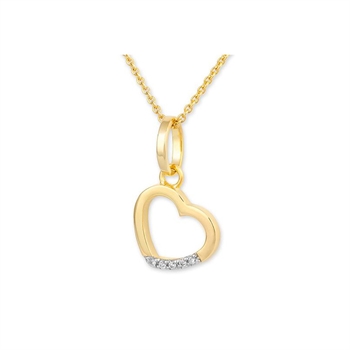Elegant 14 kt hjerte vedhæng med ialt 0,033 ct diamanter