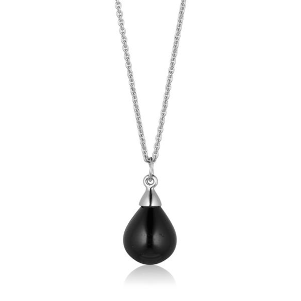 Blicher Fuglsang\'s Halsmykke i sølv med Sort Onyx