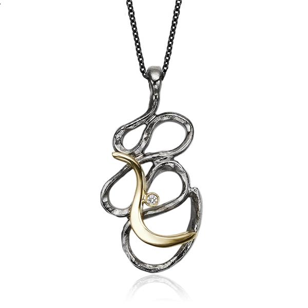 Blicher Fuglsang\'s Halssmykke med guld og brillant