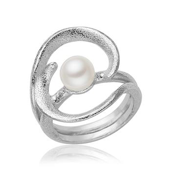 Blicher Fuglsang's Ring med hvid ferskvandsperle