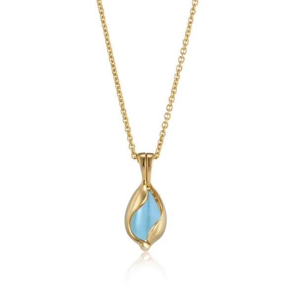 Blicher Fuglsang\'s Lille blankt Smykke Æg med Aqua Calcedon