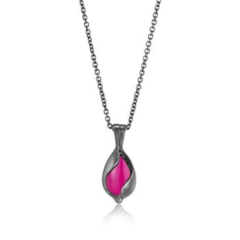 Blicher Fuglsang's Lille oxideret Smykke Æg med Pink Onyx