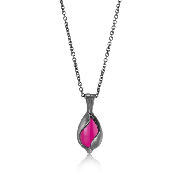 Blicher Fuglsang\'s Lille oxideret Smykke Æg med Pink Onyx