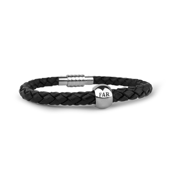 Aagaard's Mens armbånd sort med rund far charm 19 