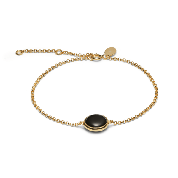 Blicher Fuglsang\'s Armbånd i guldbelagt sølv med sort onyx