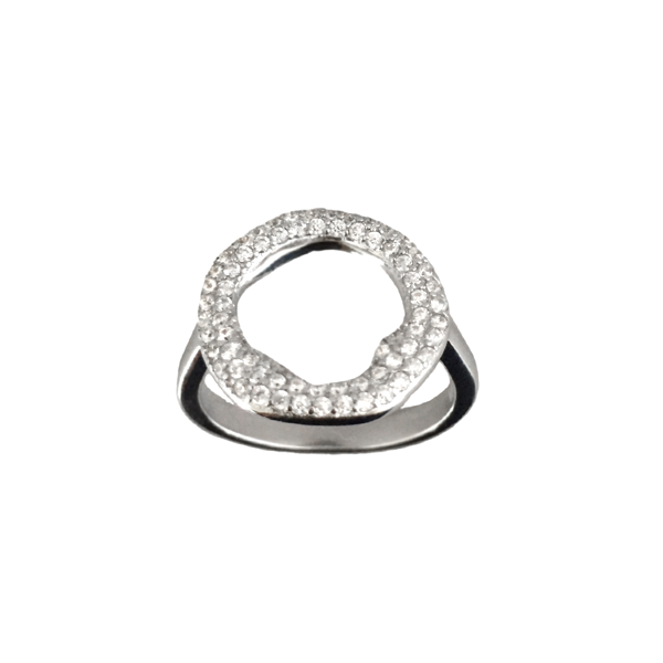 Siersbøl\'s Sølv rhodineret cirkel ring m/ zirkonia Str.50