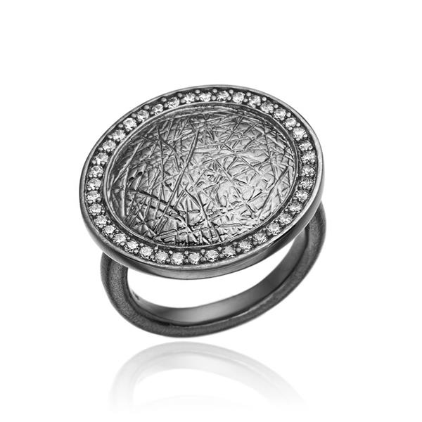 Blicher Fuglsang\'s Ring i sort sølv
