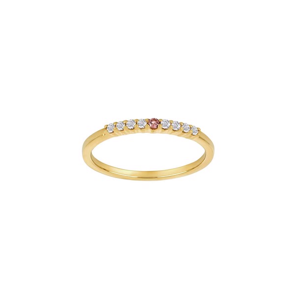 Siersbøl\'s 14kt. guldring m/dia. 0.10ct W/SI + pink tourmalin