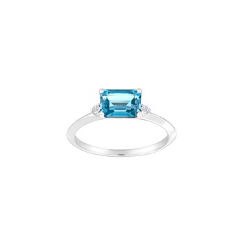 Siersbøl's 14 kt. hvidguldsring m/diamant 0.025ct W/SI + topas 