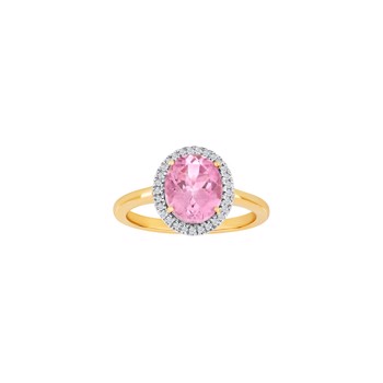 Siersbøl's 14kt. guldring roset m/dia 0.12ct W/SI+pink topas