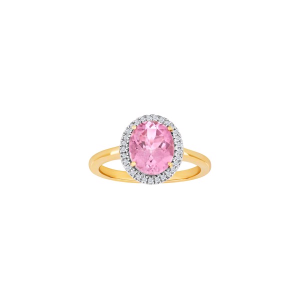 Siersbøl\'s 14kt. guldring roset m/dia 0.12ct W/SI+pink topas