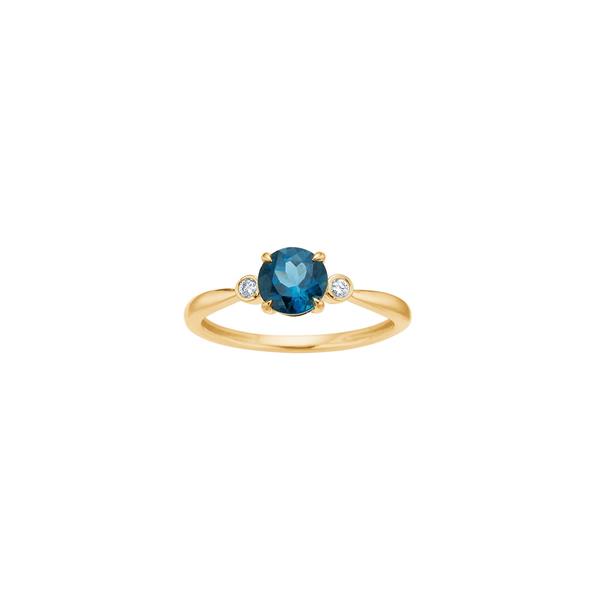 Siersbøl\'s 14kt. guldring m/London blå topaz/dia. 0,08ct W/SI