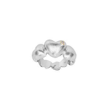 SHAPE Sølv rhod.Stor hjertering+0.015ct W/SI+14kt, fra Siersbøl Shape
