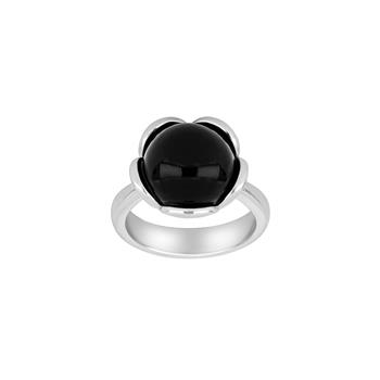 SHAPE Sølv rhodineret ring Flower stor m/onyx, fra Siersbøl Shape